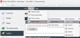 446 sending mails ticket action