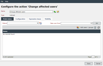 ticket management action configuration ticket status