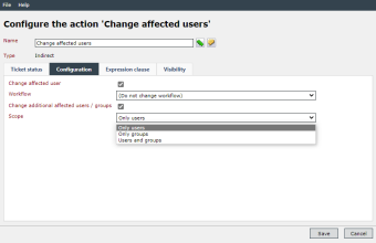 ticket management action config scope
