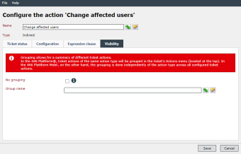 ticket management action config visibility